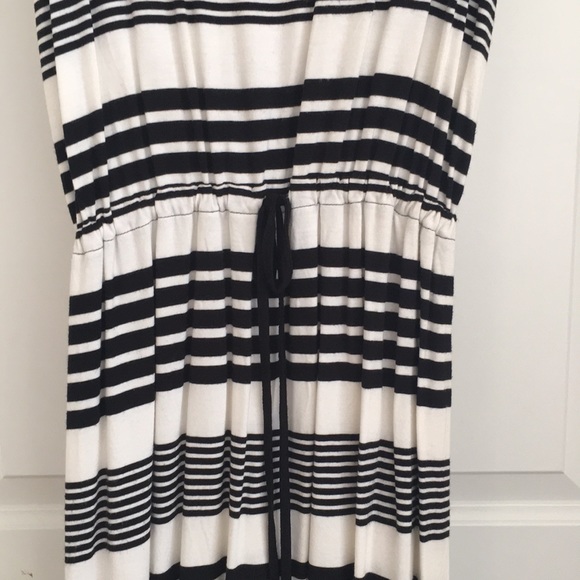 Olive & Oak Women’s Dress S Stripes Black White Sleeveless Long Cinched waist - Picture 3 of 9